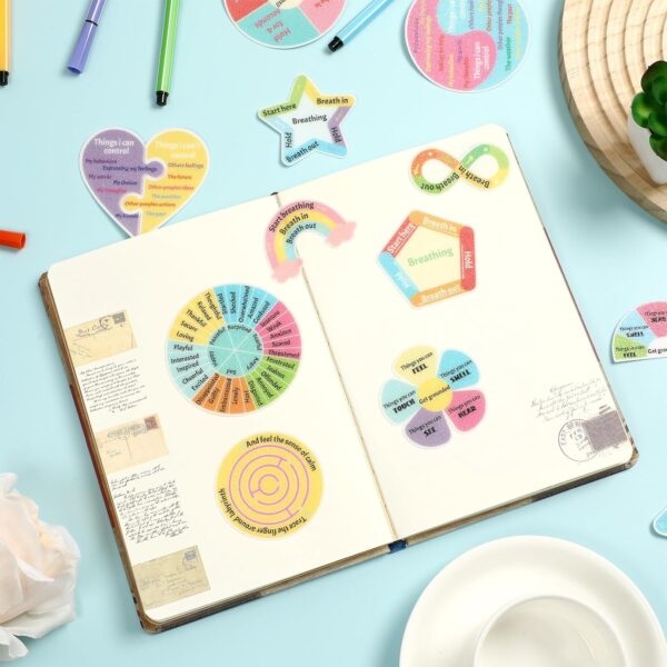 96 Pcs Breath Calm Anxiety Sensory Stickers Reusable Mindfulness Stickers Calming Strips Adhesive Sensory Strips for School Office Classroom Desk Adults Teens Counselor Tension Fidget Supplies