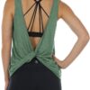 icyzone Women's Open Back High Neck Workout Athletic Gym Tank Tops