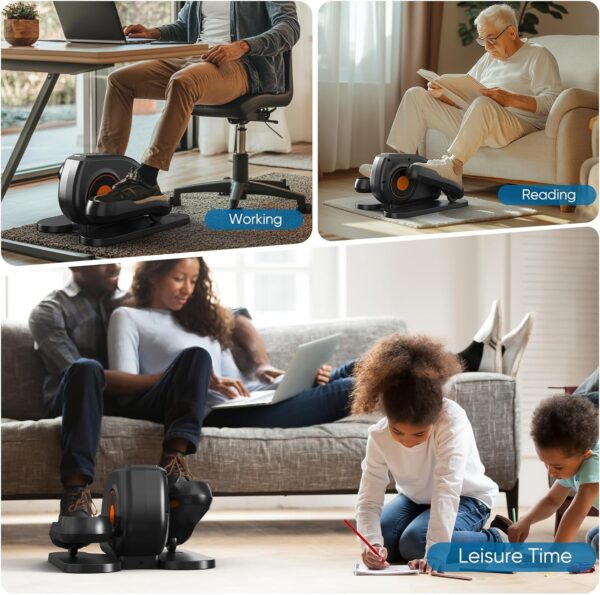 OLIXIS Under-Desk Elliptical Machine–Compact & Quiet Mini Pedal Exerciser with Adjustable Speed, LED Display, Portable Fitness Solution for Home or Office Workouts