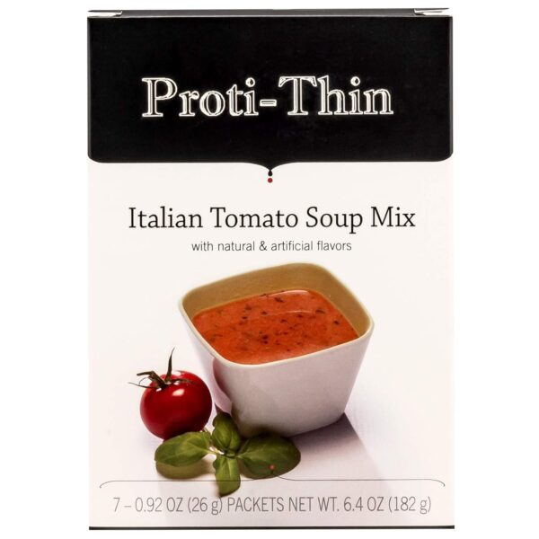 Proti-Thin High Protein Italian Tomato Soup, Healthy Instant Diet Soup Mix, 15g Protein, Low Calorie, Low Carb, Low Fat, Sugar Free, Gluten-Free KETO Diet Friendly, 1 Pack of 7 Servings