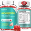 2 Pack Ashwagandha Gummies with L-theanine, 3000mg Ashwa Root Supplement Gummy for Women Men, 120 Strawberry Flavored Gummies