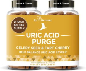 Purge! Uric Acid Flush – Eat & Drink What You Want – Detox and Cleanse with Celery Seed Extract, Tart Cherry & Chanca Piedra for Effective Joint Support & Active Mobility – 120 Soft Vegan Capsules