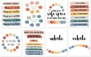 EmotionsOmega 8 Large Psychology Posters Therapy Office Decor School Counselor or Psychologist Wall Art Prints Positive Quotes Mindfulness Mental Health Bundle for Classroom Home Unframed 11x14 inch