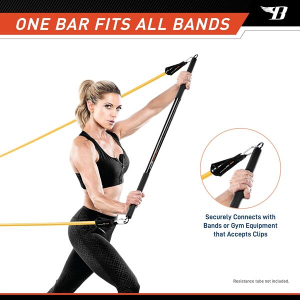 Professional Resistance Exercise 36" Light Weight Bar and All-in-one 6-pc Resistant Accessory Kit with 20/30/40lb Bands, Door Anchor and Ankle/Arm Straps for Home Physical Training