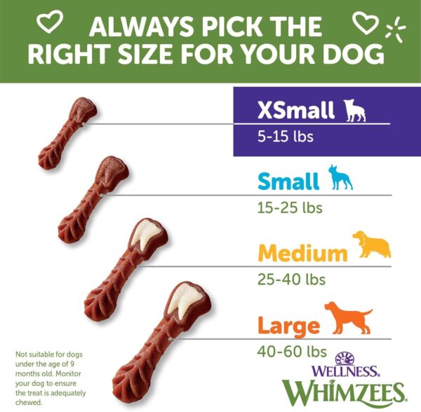 Wellness WHIMZEES Brushzees Dog Dental Treats, Natural Chews, Extra Small Size Stick, (48 Count)