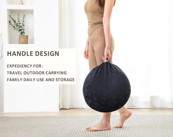 Meditation Cushion, Comfortable Meditation Pillow With Peacock Feather Jacquard Cover. Buckwheat Hull Filled Zafu Floor Pillow 16 * 16 * 5 in