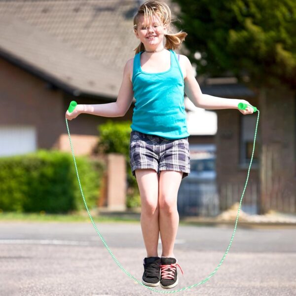 Aoriher 80 Pcs Jump Rope Bulk 7.87 ft Adjustable Stripe Skipping Rope Kids Outdoor Exercise Fitness Equipment for Back to School Class Playground Activities Set, 4 Colors