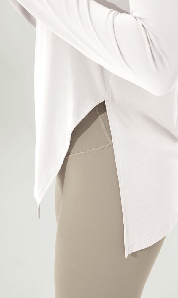 ODODOS Split Hem Long Sleeve Tee for Women Modal Soft Crew Neck Athletic Gym Workout Tops Yoga Shirts