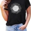 MaQiYa Womens Cute Sunflower Graphic Printed Tee Shirts Vintage Short Sleeve Cotton Shirts Tops