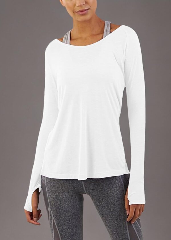 Bestisun Long Sleeve Yoga Workout Tops Lightweight Thumbhole Shirts Athletic Wear for Women