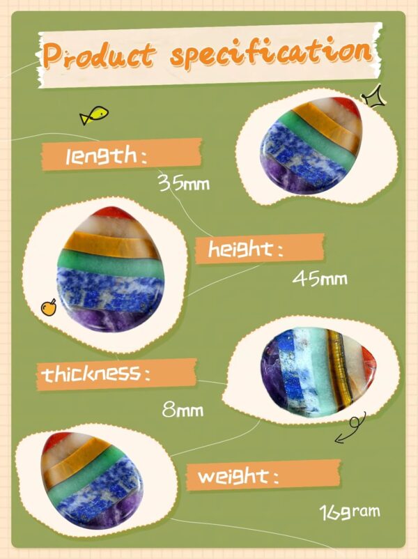 Thumb Worry Stone for Anxiety 7Chakra Teardorp Crystals Healing Stones Meditation Accessories Calm Mental Health Gifts Real Natural Hand Carved Spiritual Decor Anxiety Depression Relief Items
