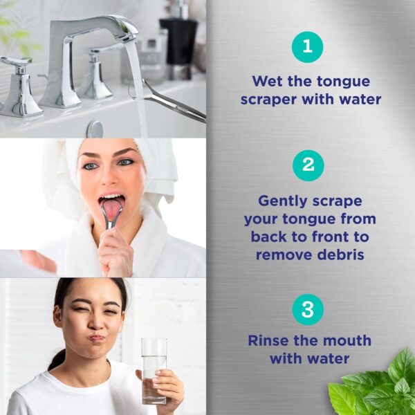 GuruNanda Tongue Scraper for Adults (2 Pack) with Travel Case, 420 Medical-Grade 100% Stainless Steel Tongue Cleaner, Aids in Fresh Breath & Oral Care