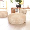 2 Pcs Round Floor Cushion Sitting for Adults, Tatami Floor Pillow for Living Room, Hand Woven Straw Seat(16.8 Diameter x 8 Height)