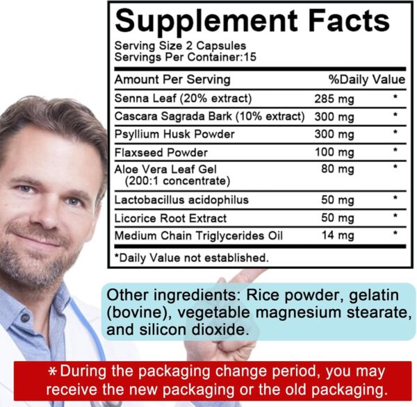 15 Day Cleanse Gut Support 1 Pack | Colon Broom, Detox Supplement with Senna, Cascara Sagrada & Psyllium Husk, for Men and Women | 30 Capsules