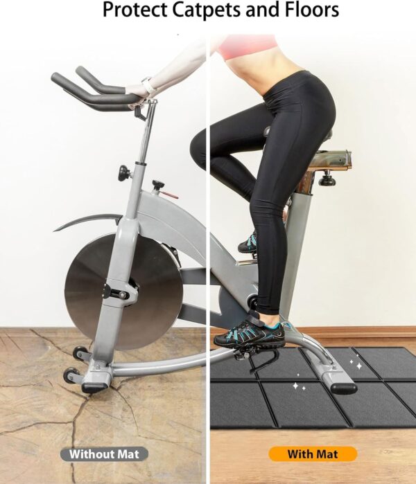 Foldable Treadmill Mat, Exercise Bike Mats for Home Gym Workout, Waterproof Non-Slip Exercise Equipment Mat Floor Protector for Indoor Cycles, Rowing Machine, Elliptical