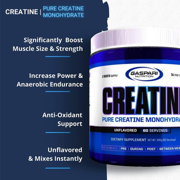 Gaspari Nutrition Pure Creatine Monohydrate, 5g of Pure Creatine, Boost Muscle and Size, Helps Increase Power and Anerobic Endurance (200 Servings, Unflavored)