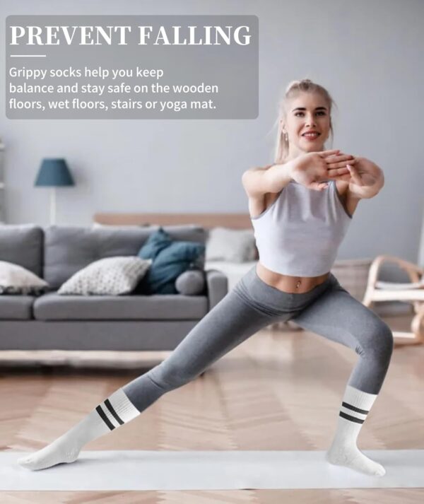 DIBAOLONG Pilates Socks with Grips for Women Yoga Socks Non Slip Barre Hospital Socks 6-Pairs Grippy Ankle Socks
