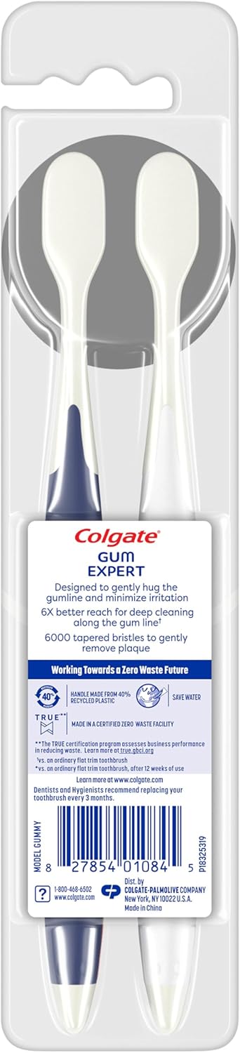 Colgate Gum Expert Ultra Soft Gum Toothbrush Pack, Extra Soft Toothbrush for Sensitive Gums, Gum Bleeding and Irritation, 2 Pack