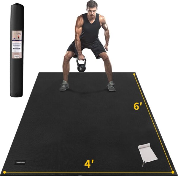 CAMBIVO Large Exercise Mats for Home Workout, 6' x 4' x 7 mm Extra Thick Workout Mats for Home Gym, Gym Mats for Jump Rope, Weights, Cardio, Fitness, Shoe-Friendly