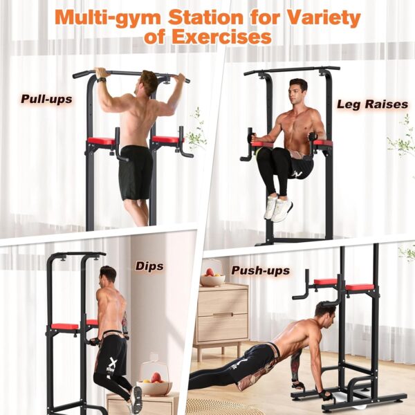 RELIFE REBUILD YOUR LIFE Power Tower Pull Up Bar Dip Station for Home Gym Adjustable Height Strength Training Workout Equipment
