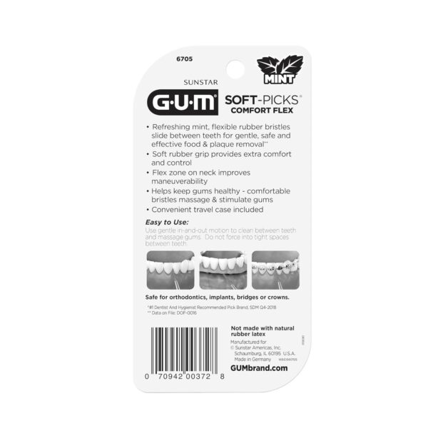 GUM Soft-Picks Comfort Flex, Easy to Use Dental Picks for Teeth Cleaning and Gum Health, Disposable Interdental Brushes with Convenient Carry Case, Dentist Recommended Dental Floss Picks, 80ct (4pk)