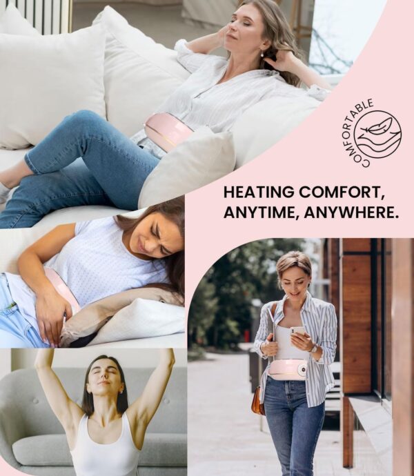 Portable Cordless Heating Pad，Heating Pad 5s Fast Heating，Heating Pads for Cramps with 3 Heat Levels and 3 Massage Modes，Menstrual Heating Pad for Women and Girl (Pink)