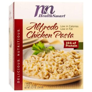 HealthSmart High Protein Chicken Alfredo Pasta, 15g Protein, Low Calorie, Low Fat, Low Cholesterol, Low Sugar, KETO Diet Friendly, Ideal Protein Compatible, 7 Count Box