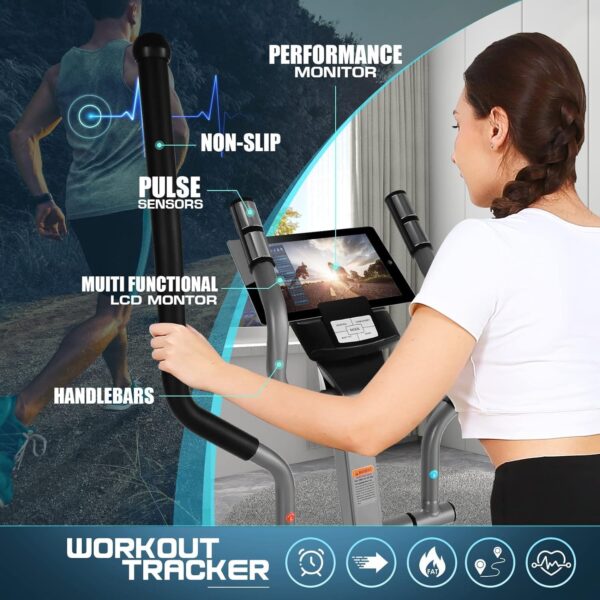 ANCHEER Elliptical Machine, Elliptical Exercise Machine with Hyper-Quiet Magnetic Driving System, Elliptical Trainer with 22 Resistance Levels, Workout Equipment Eliptical Home Gym