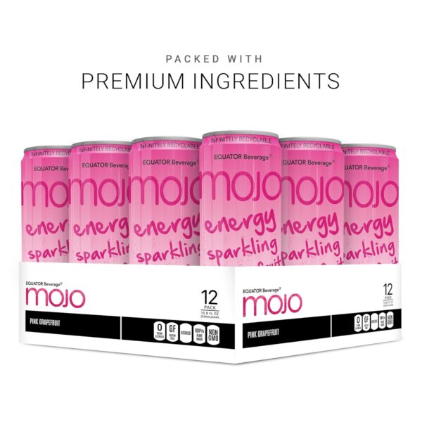 MOJO Energy Sparkling Pink Grapefruit | Hydration Drink & Sports Drink | Electrolytes Beverage 1043 mg | Vitamin B & C | Hydration Drink for Skin & Body | Pre Workout | Post Workout | 10.8 Oz (Pack Of 12)