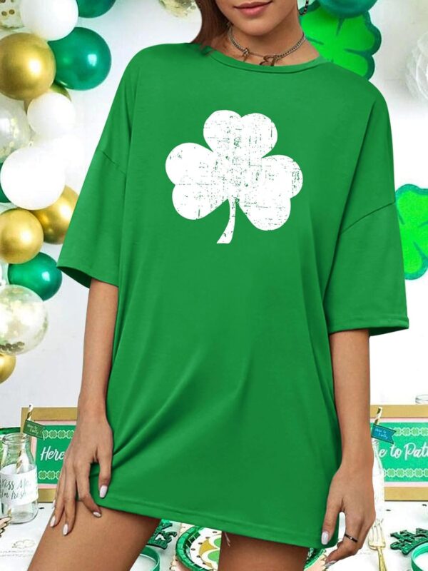 St Patricks Day Shirt Women: Oversized Shamrock Luckly Clover Tshirt Vintage Irish Green St.Patty's Day Tee Tops