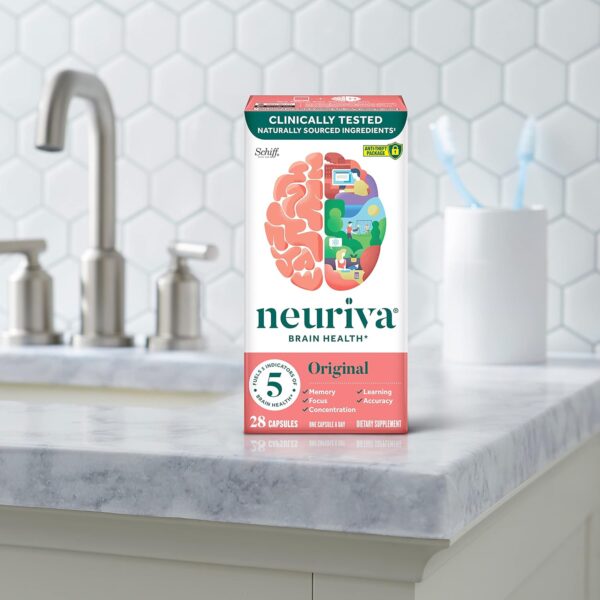 NEURIVA Original Decaffeinated Clinically Tested Nootropic Brain Supplement for Memory, Focus & Concentration, NeuroFactor & Phosphatidylserine, 28ct Capsules