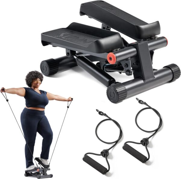 Sunny Health & Fitness Mini Steppers for Exercise at Home, Stair Step Workout Machine with Optional Resistance Bands, Full Body Cardio Equipment, Optional Free SunnyFit App Connection Smart Stepper