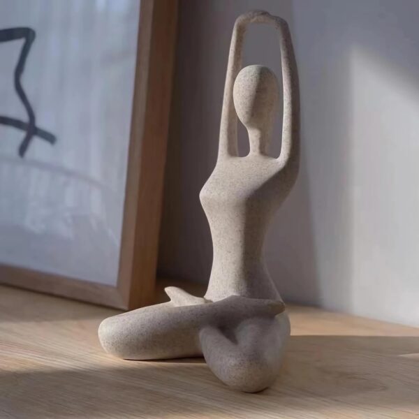 Sandstone Meditation Yoga Statues Set of 3, Resin Zen Yoga Figurines for Bookself, Home Decor, Gifts