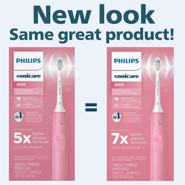 Philips Sonicare 4100 Rechargeable Electric Toothbrush, with Pressure Sensor, 2 Intensity Settings, SmarTimer and QuadPacer, 14-Day Battery Life, Deep Pink, Model HX3681/26