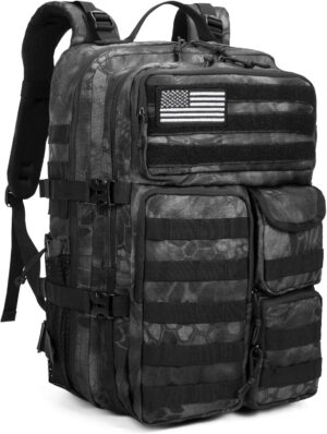 Wotony Tactical Backpack for Men-Military Waterproof Backpack with Multiple Pockets and Tactical Gear for Outdoor Adventures (Camouflage Black, 19.5 inch-900D)
