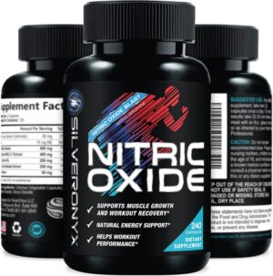 Extra Strength Nitric Oxide Supplement L Arginine 3X Strength - Citrulline Malate, AAKG, Beta Alanine - Premium Muscle Supporting Nitric Booster for Strength & Energy to Train Harder - 240 Capsules