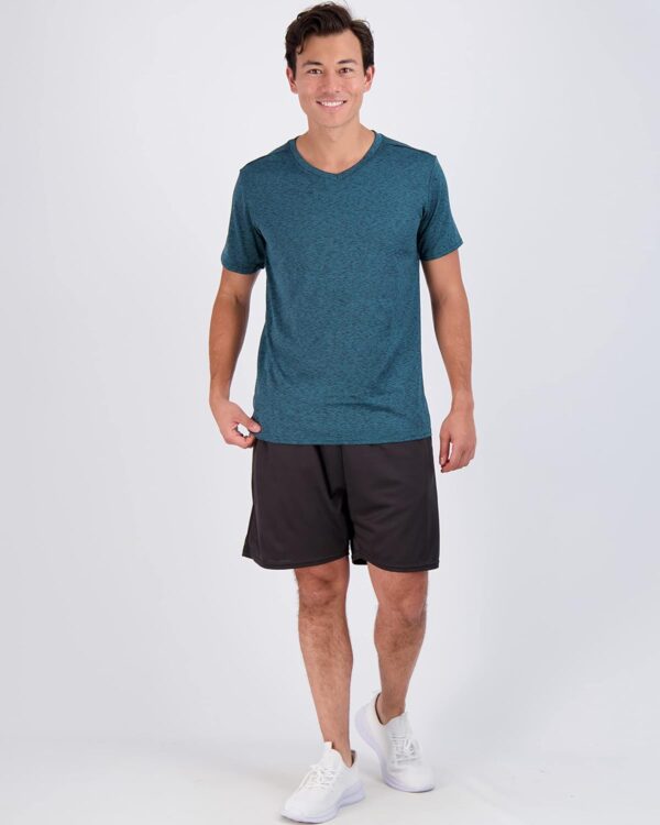Real Essentials 5 Pack: Men’s V-Neck Dry-Fit Moisture Wicking Active Athletic Tech Performance T-Shirt