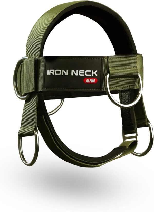Iron Neck Harness Alpha, Versatile Neck Exerciser, Strengthener and Trainer with Adjustable Head and Chin Strap, Portable Head Harness for Weight Lifting, Home and Gym Use