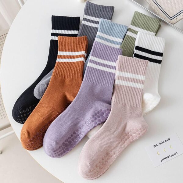 Tergy 8 Pairs Long Yoga Socks with Grip for Women Anti Skid Gripper Socks No Slip Socks for Pilates, Barre, Dance,Yoga