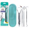 71YejDjB2gL._SL1500_.jpg GuruNanda Professional 100% Stainless Steel Dental Kit with Tongue Scraper, Dental Mirror, Dental Scaler & Gum Stimulator - 4 Piece Dental Tools Set