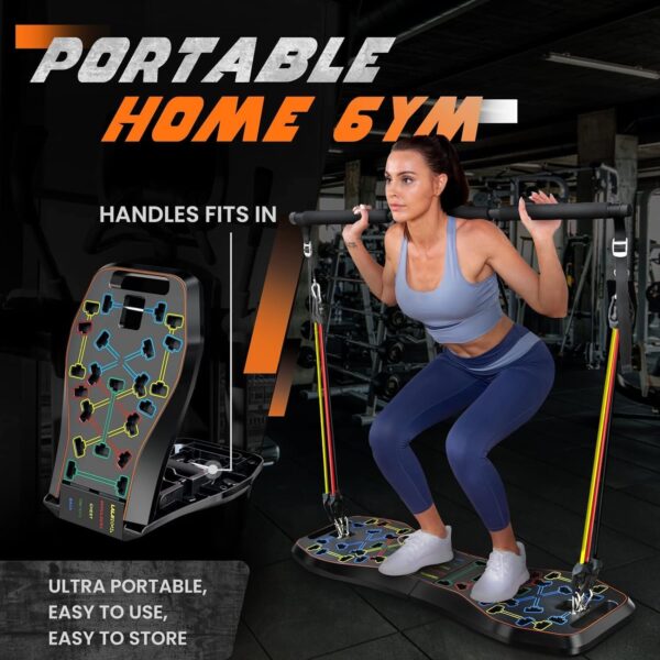 71Yn-c5E3L._AC_SL1500_.jpg LALAHIGH Portable Home Gym System: Large Compact Push Up Board, Pilates Bar & 20 Fitness Accessories with Resistance Bands Ab Roller Wheel - Full Body Workout for Men and Women, Gift for Boyfriend