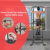 Arlopu Power Tower with Bench, Pull Up Bar Stand, Dip Bar w/Folding Bench 4 Ropes Strength Training, Multi-Function Fitness Equipment for Home Gym, Adjustable Heights and Angles Dip Station, 400LBS
