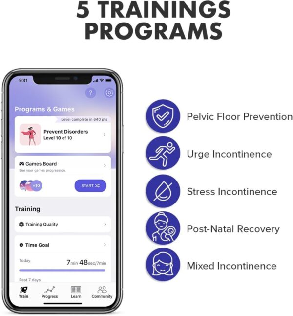 Care + | Pelvic Floor Exerciser with App | Kegel Trainer | Strengthen Your Pelvic Floor, get Better Bladder Control, Stronger Pelvic Support