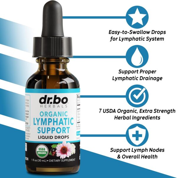 Lymphatic Drainage Supplements Drops - Organic Lymphatic Support Liquid Drops Cleanse with Echinacea for Lymph System Support Supplement, Lymph Node Detox Cleanse System Drainage - 1oz Vegan Non-GMO