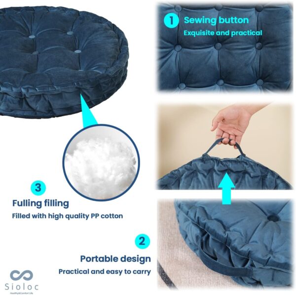 Sioloc Round Floor Pillows,Seating Cushion Floor Pillow Seating for Adults & Kids Bedroom,Thick Meditation Pillows Floor Cushion for Chair Sofa Yoga(Navy,23''X23'')