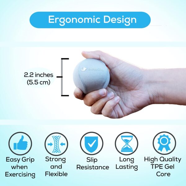 Serenilite Stress Balls for Adults, Squeeze Ball for Hand Therapy, Stress Ball, Hand Exercisers for Therapy & Grip Strengthening, Physical Therapy Balls, Hand Grip Strengthener.