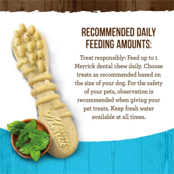 Merrick Fresh Kisses Natural Dental Chews Toothbrush Shape Treat Infused With Real Mint Medium Dogs - 30 ct. Box