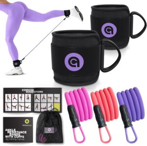 ActiveGear Ankle Resistance Bands with Cuffs - Ideal for Glutes, Legs & Core Workouts, Kickback Ankle Strap Set for Home Workout Equipment & Gym Fitness for Women and Men