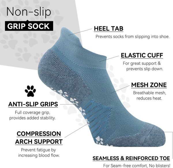 KitNSox 2 Pack Non Slip Grip Yoga Socks for Men Women, Non Skid Cushioned Hospital Maternity Ballet Pilates Floor Dance Socks