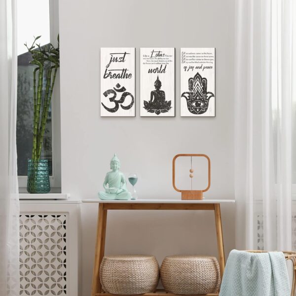3 Pieces Buddha Quotes Wall Decors Meditation Room Inspirational Wall Arts Zen Meditation Decors Wooden Hanging Decorations for Living Room Home Yoga